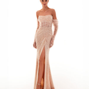 Đầm maxi đính sequin lộng lẫy màu vàng